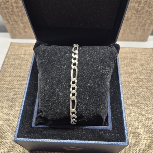 Vintage Mens Silver Figaro Chain Bracelet - Picture 3 of 7